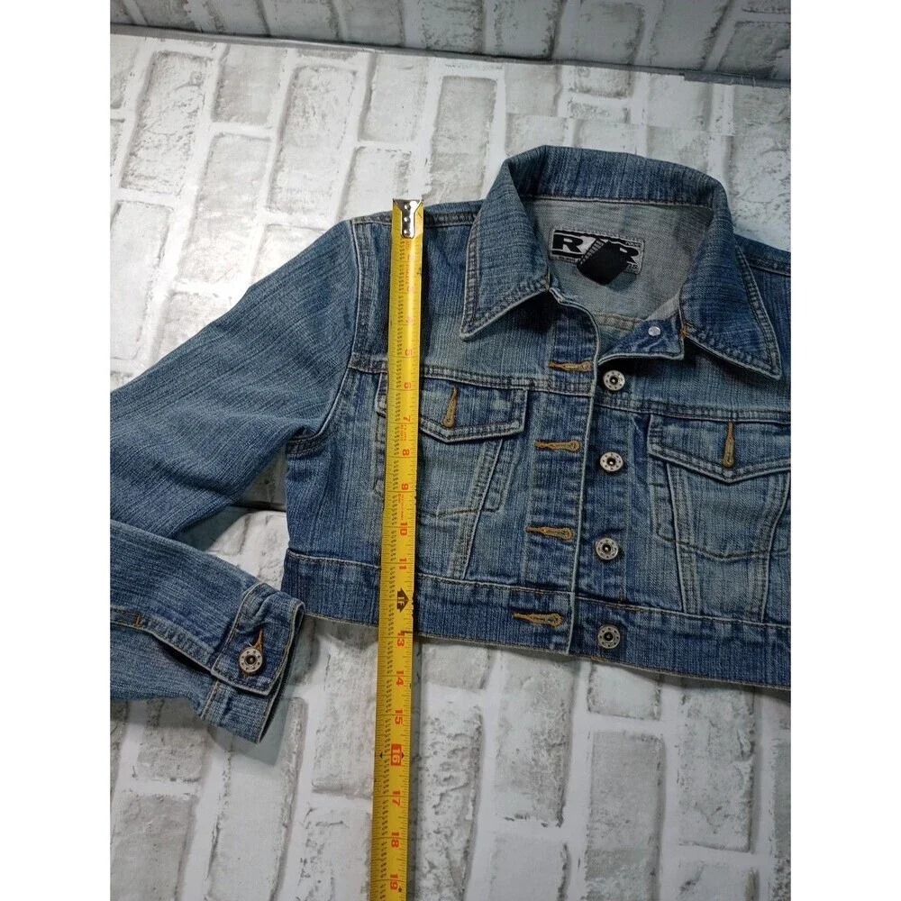 R4R Jeans  Jacket Medium Wash Girl Jean Crop Jacket Sz M